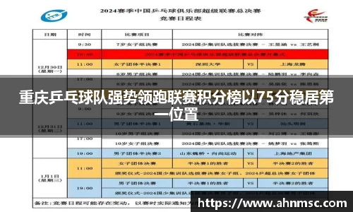 重庆乒乓球队强势领跑联赛积分榜以75分稳居第一位置